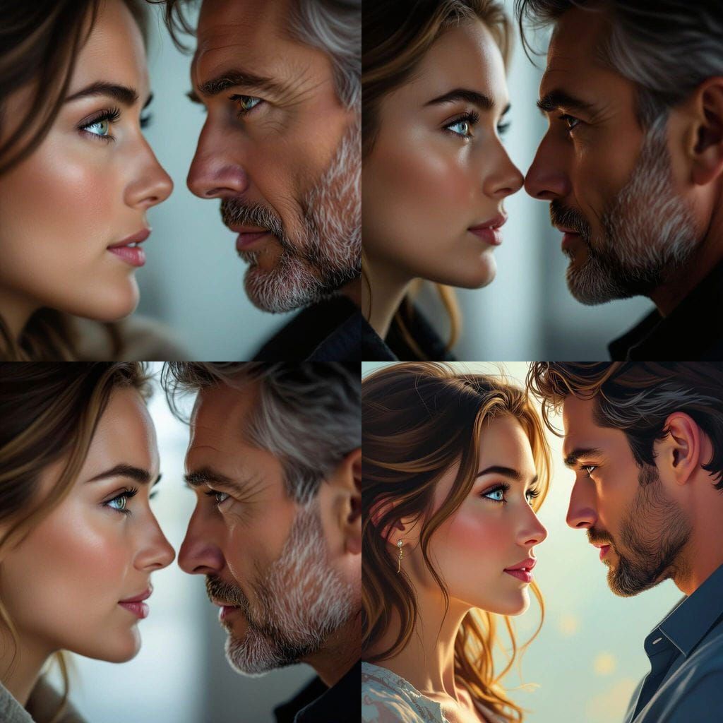 Passionate Gaze Between Young Woman and Man