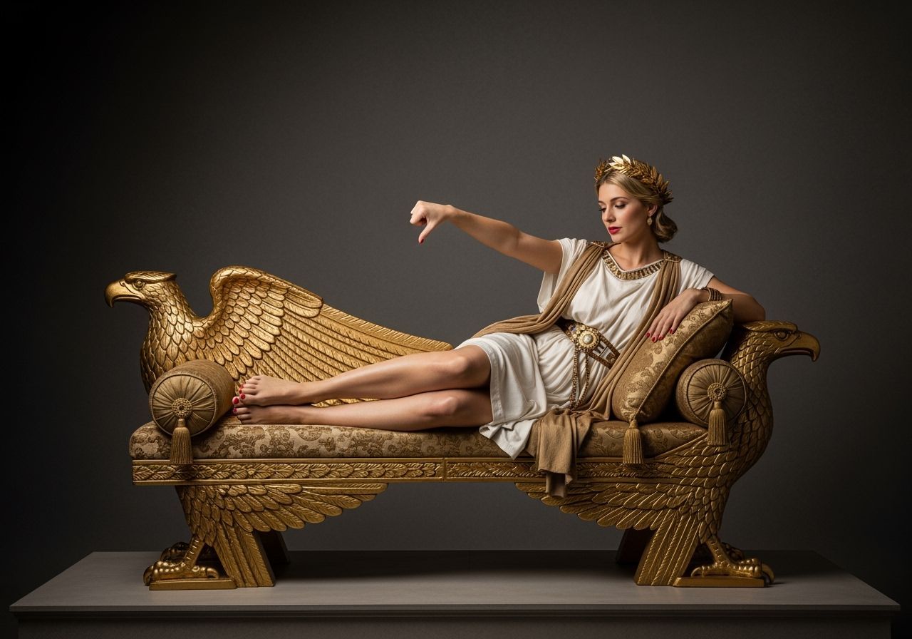 Roman Empress Lounging on Golden Eagle Chaise Longue