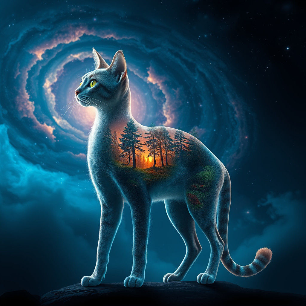 Cosmic Cat Portal to Forest Realm