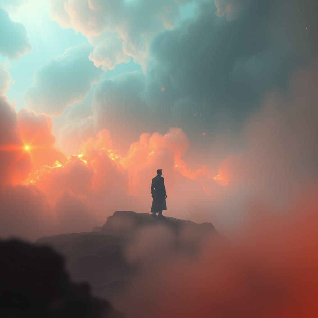 Ethereal Solitude in a Vibrant, Dreamlike Landscape