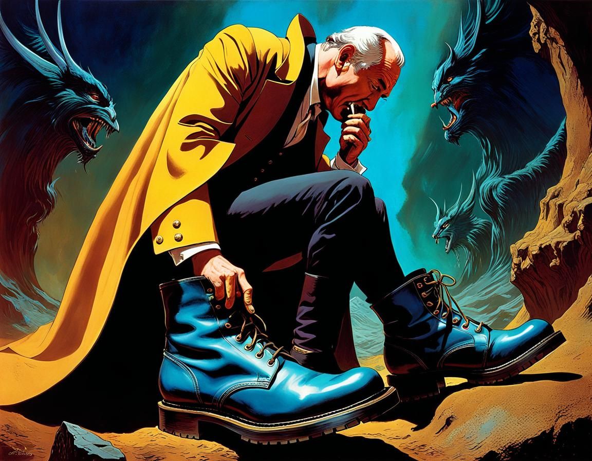 Surreal Boot Licker in Style of Sienkiewicz