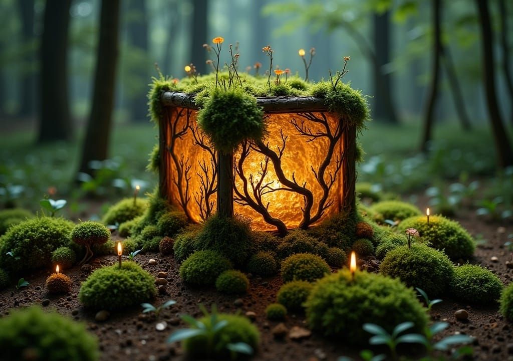 Magical Cube Emerges on Forest Floor