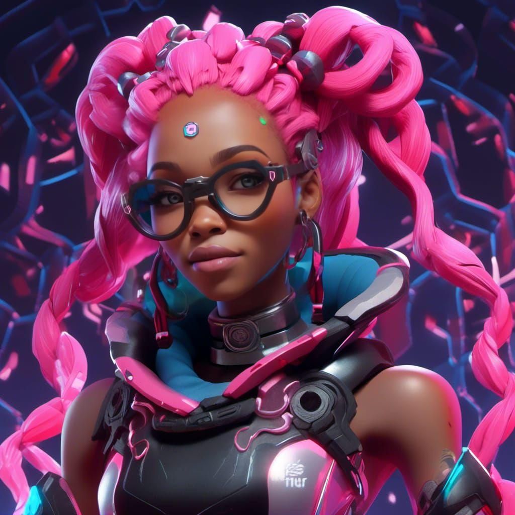 Elegant Black Scientist in Anime Style