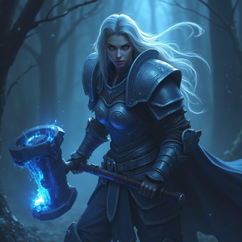 Draenei Paladin Battles Undead in a Mystical Nightwell