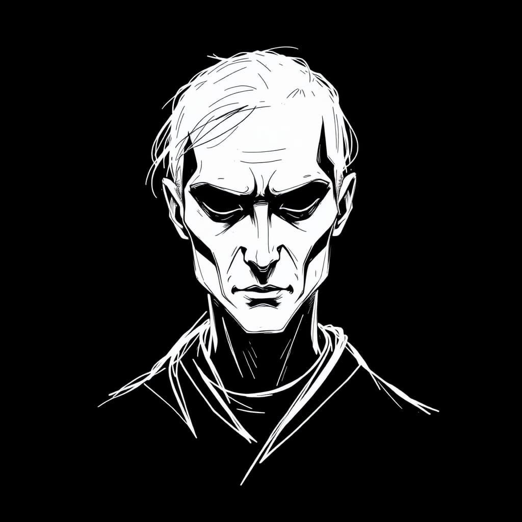 Minimalist Line Art Portrait in Black and White