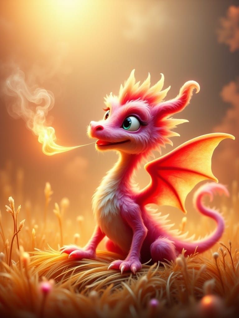 Pink Dragon Accidentally Sets Haystack Ablaze, Pixar Style