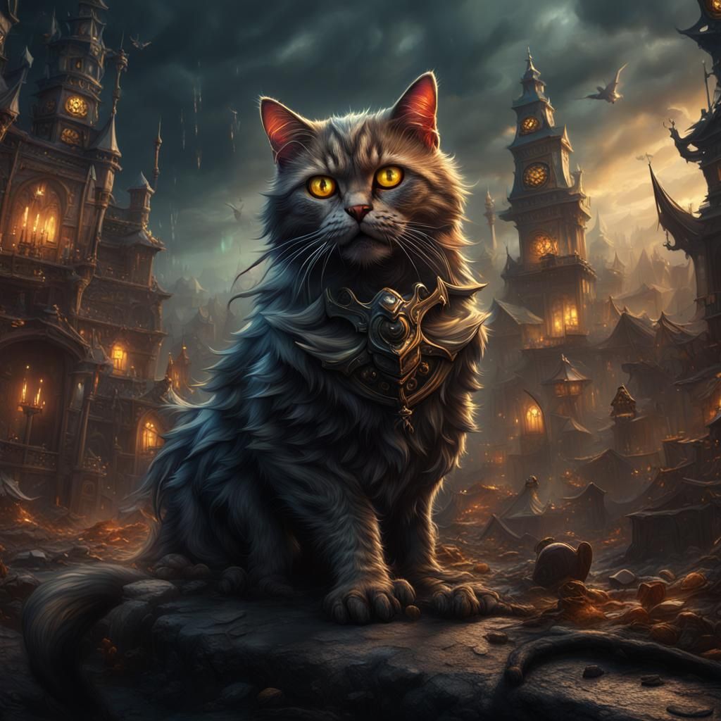 Scary Cat Fantasy Concept Art in Deep Color