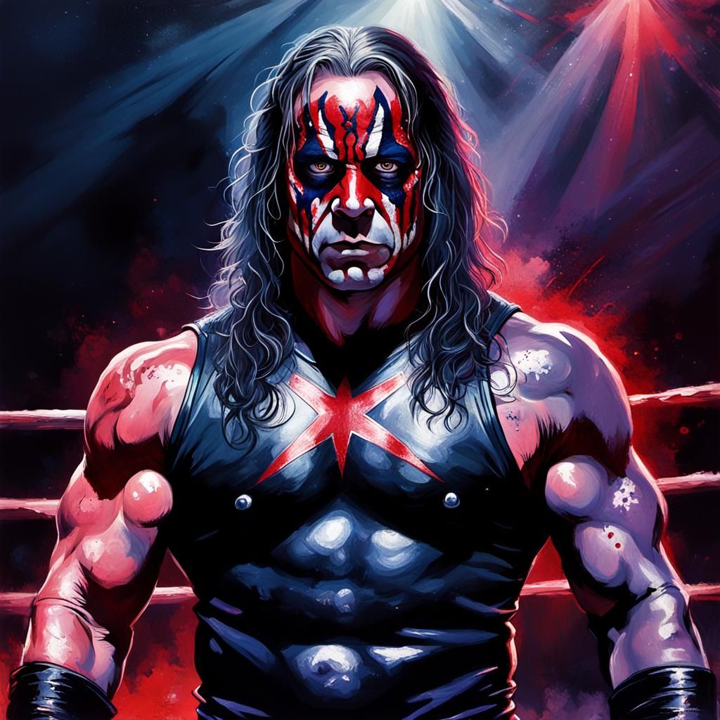 Dark Fantasy Wrestler in Ominous Ring Pose