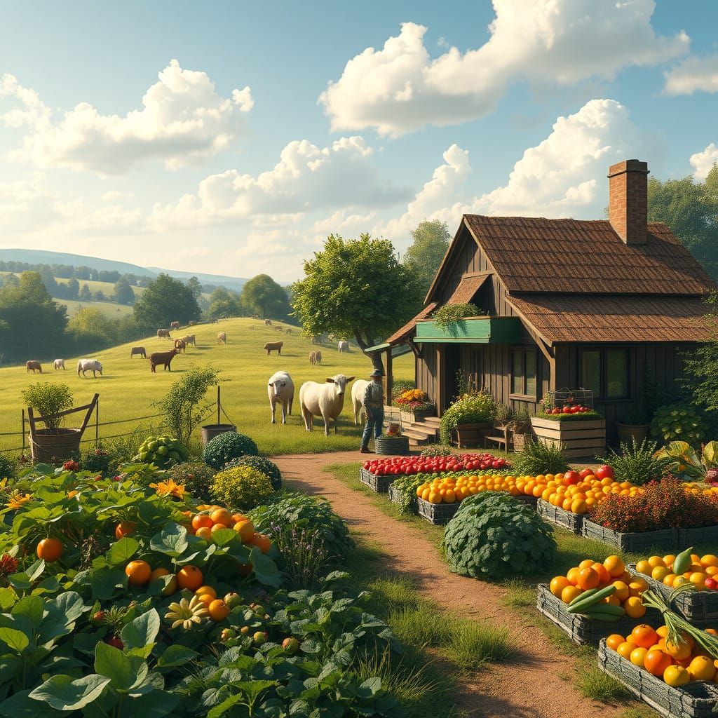 Eco-Friendly Farmstead in a Whimsical Landscape