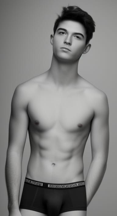 Shirtless Young Man in Underwear