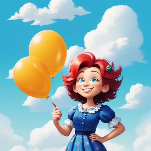 Vibrant Cartoon Character in a Sunny Meadow