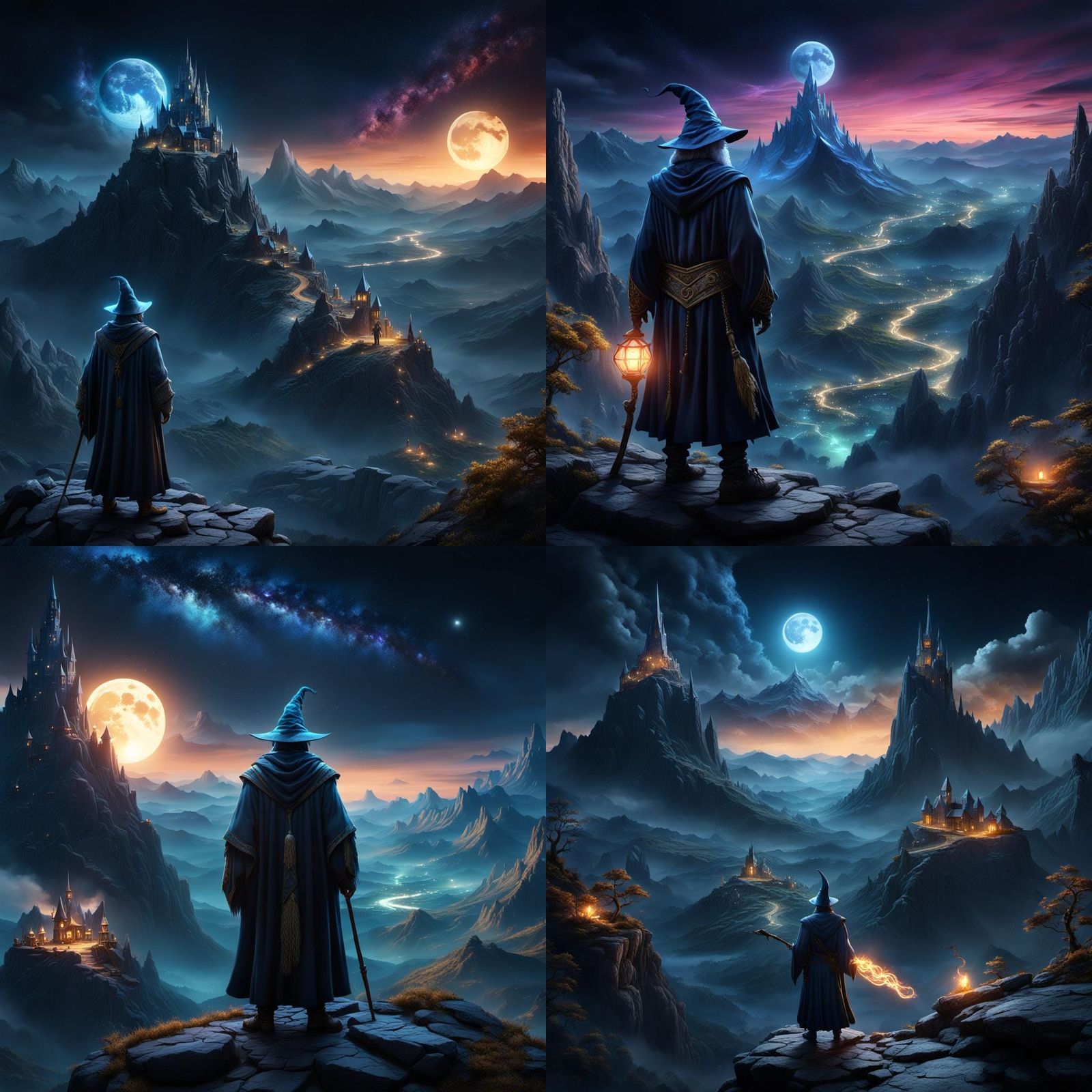 Fantasy Wizard Contemplates World, Digital Art