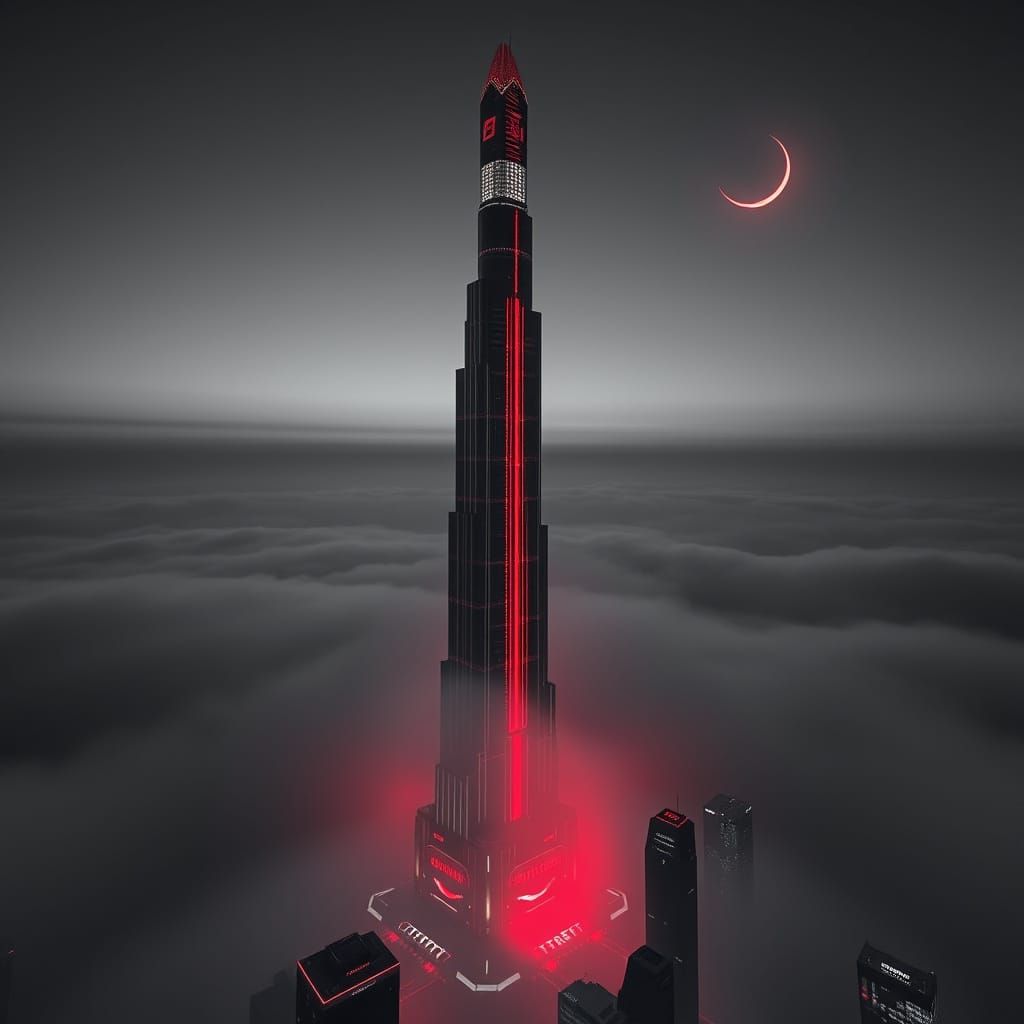 Neo-Futuristic Skyscraper Ascends into Liminal Fog