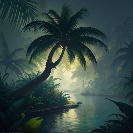 Fantasy Monkeys Play in a Tropical Paradise