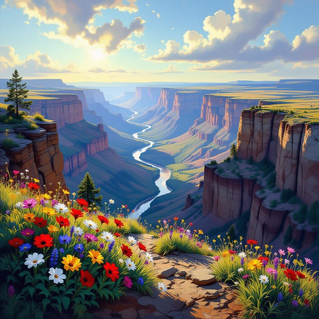 Hells Canyon: Wildflowers in the Style of Bierstadt