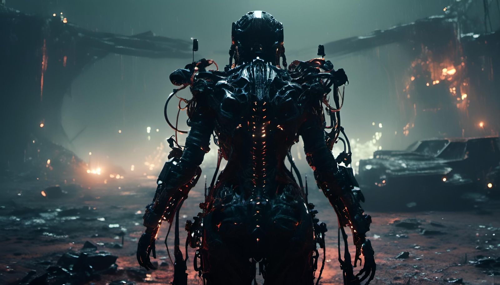 Post-Apocalyptic Cyborg Walks Desolate Highway