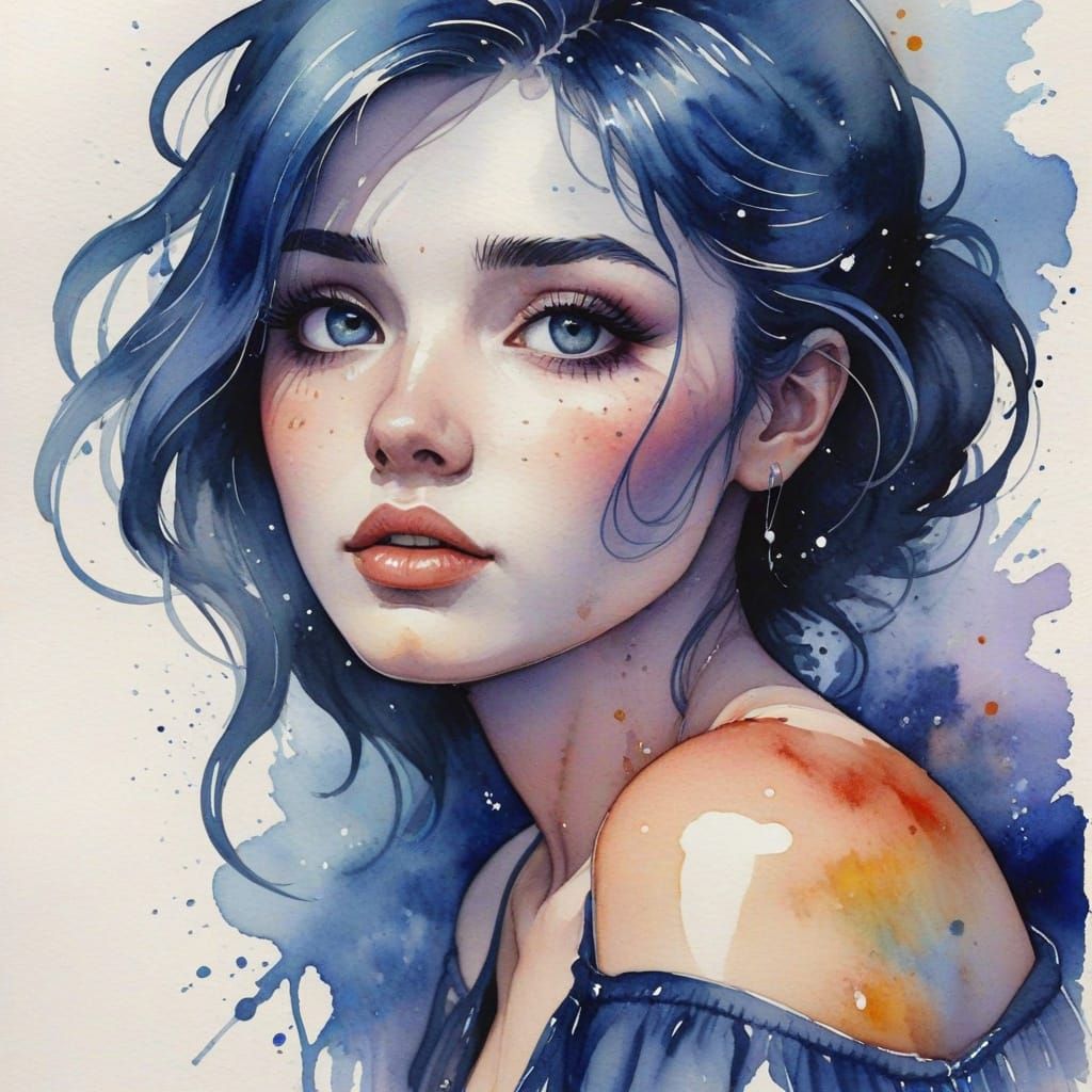 Ethereal Watercolor Painting of a Soul