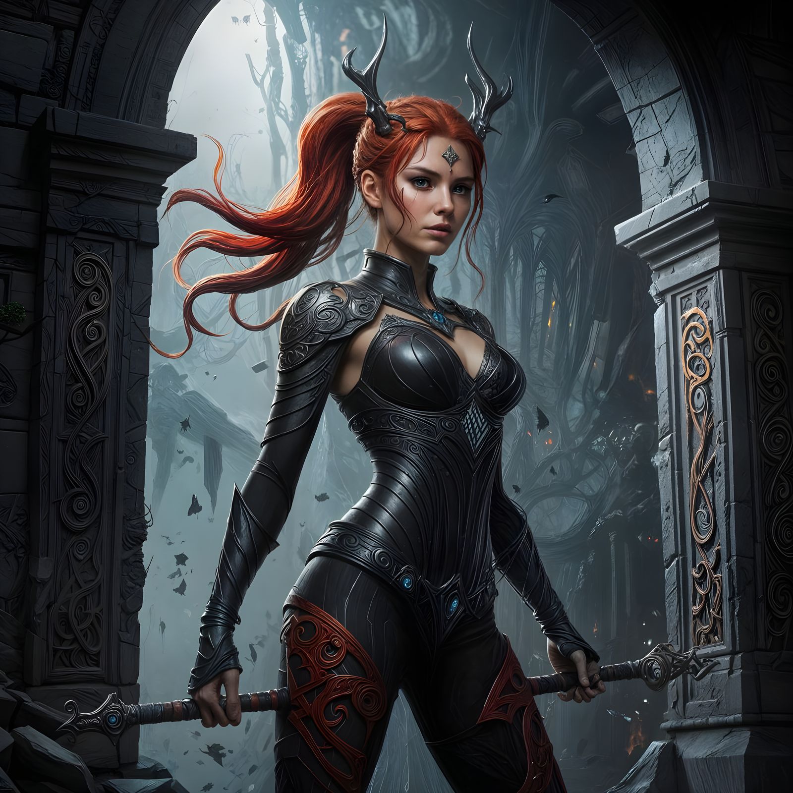 Dark Portal Nightmare in Eerie Crimson and Shadow