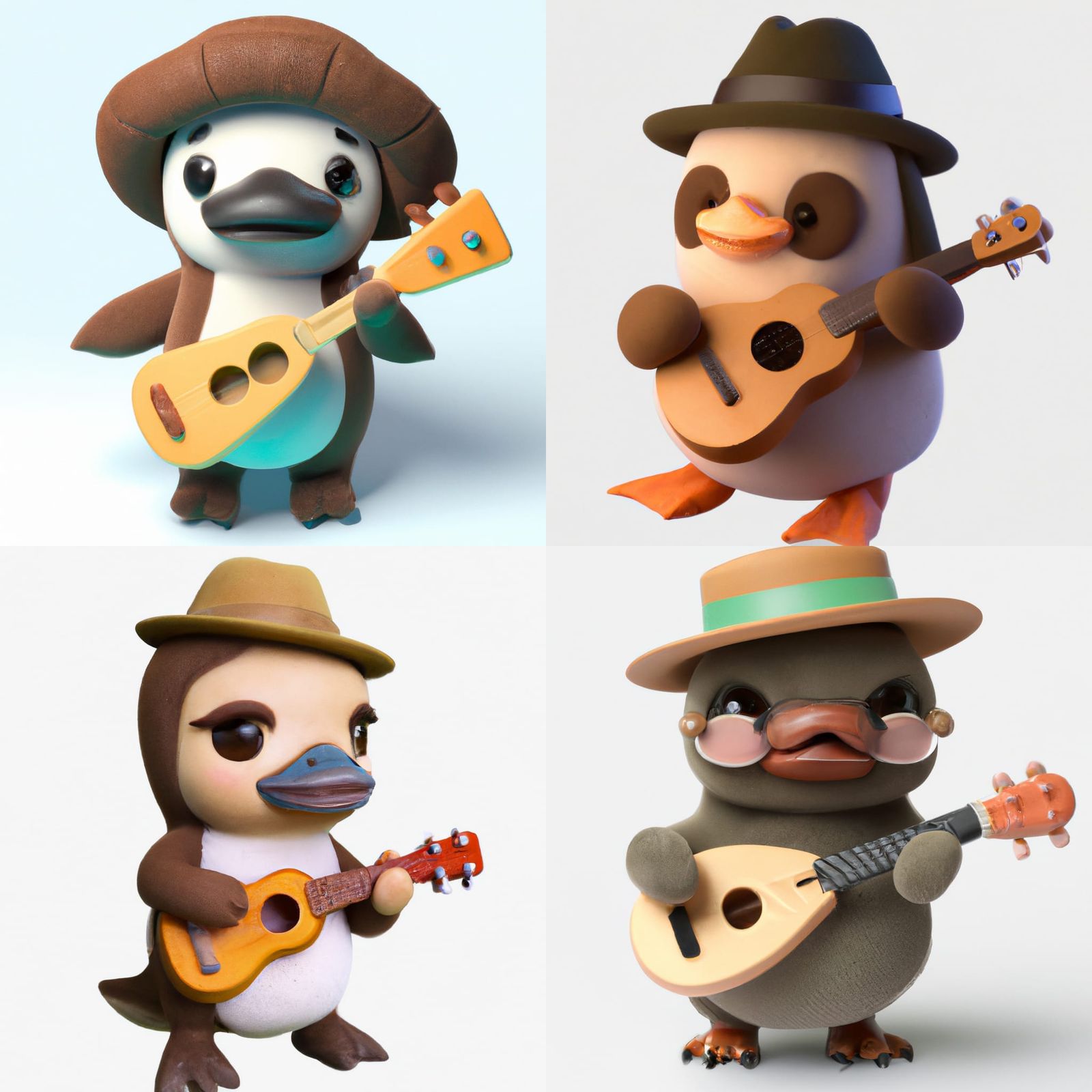 Chibi Platypus Bard with Ukulele: 3D Render