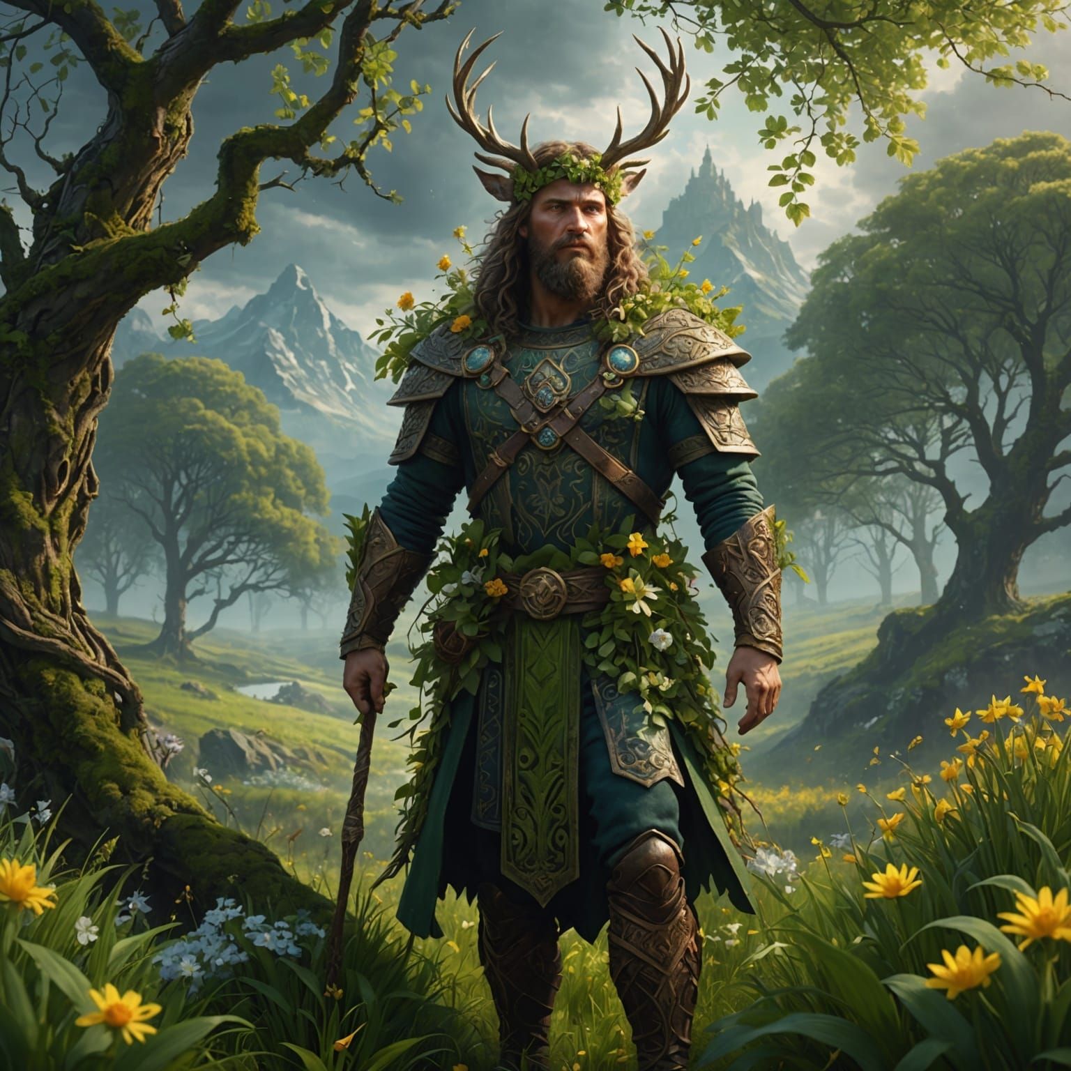 Epic Slavic God Jarilo Digital Matte Painting