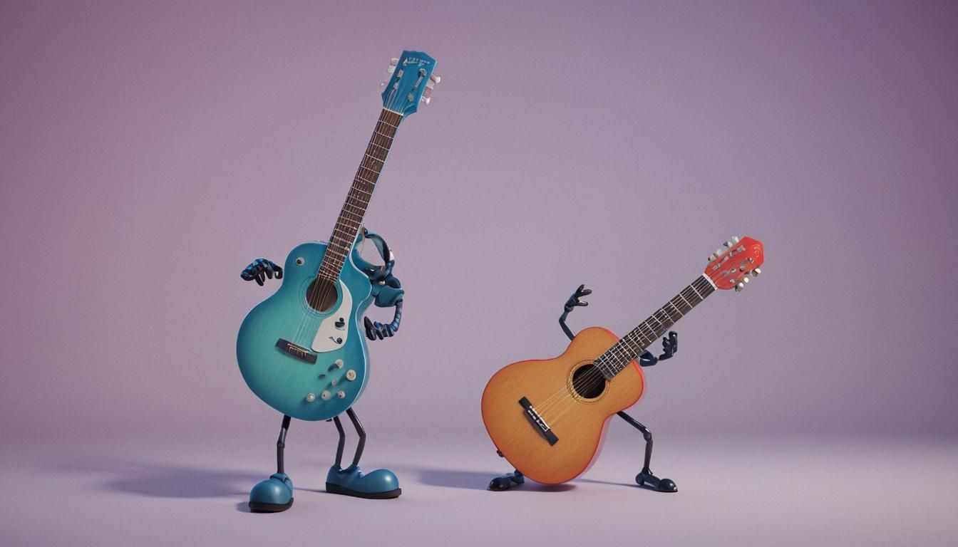Character Playing Guitar in Pixar Style