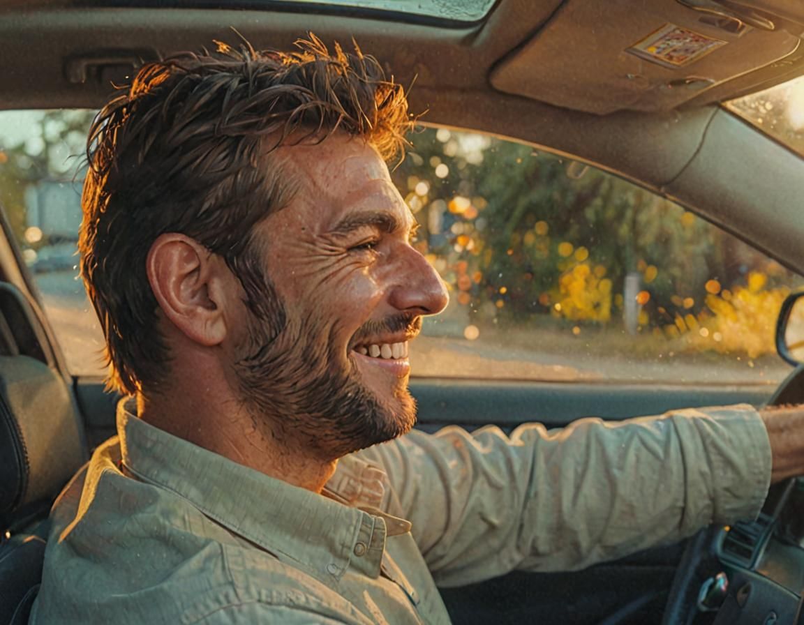 Smiling Driver Portrait: Stylized Digital Art