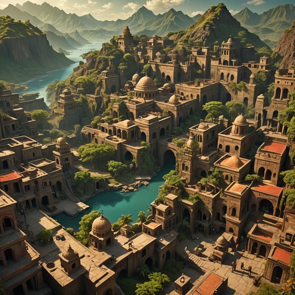 Floating Island with Golden Trees in Surreal Landscape