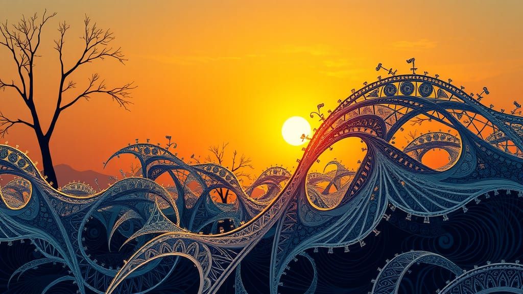 Abstract Vector Fractal with 3D Shading