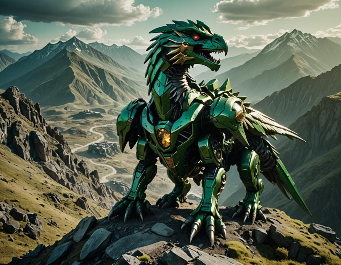 Mechanical Griffin Zord Emerges from Mountain