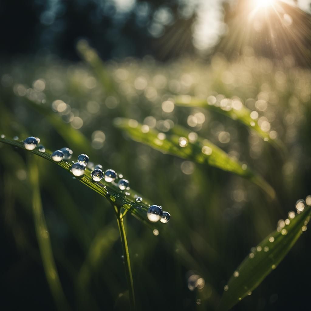 Glistening Dew Drops on Meadow Flowers
