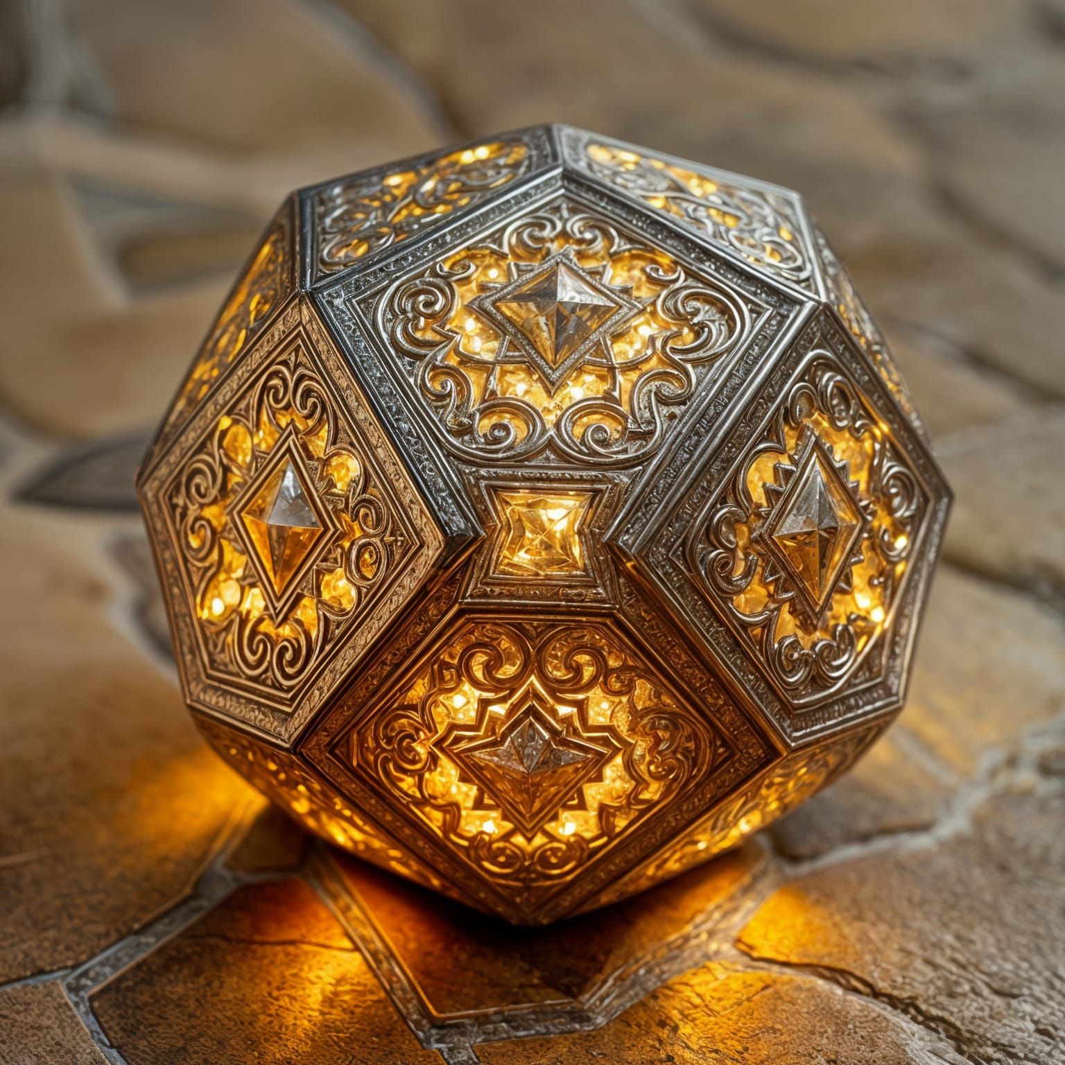 Hyperrealistic Octahedron Radiates Warmth in Soft Mood