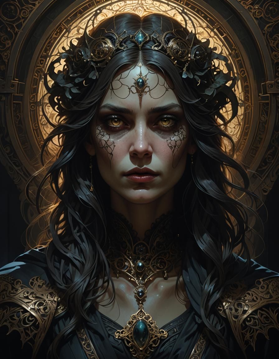 Mysterious Creature Woman: Dark Gothic Portrait