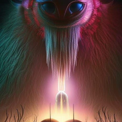 Luminescent Alien in Dark Fantasy Animation Style