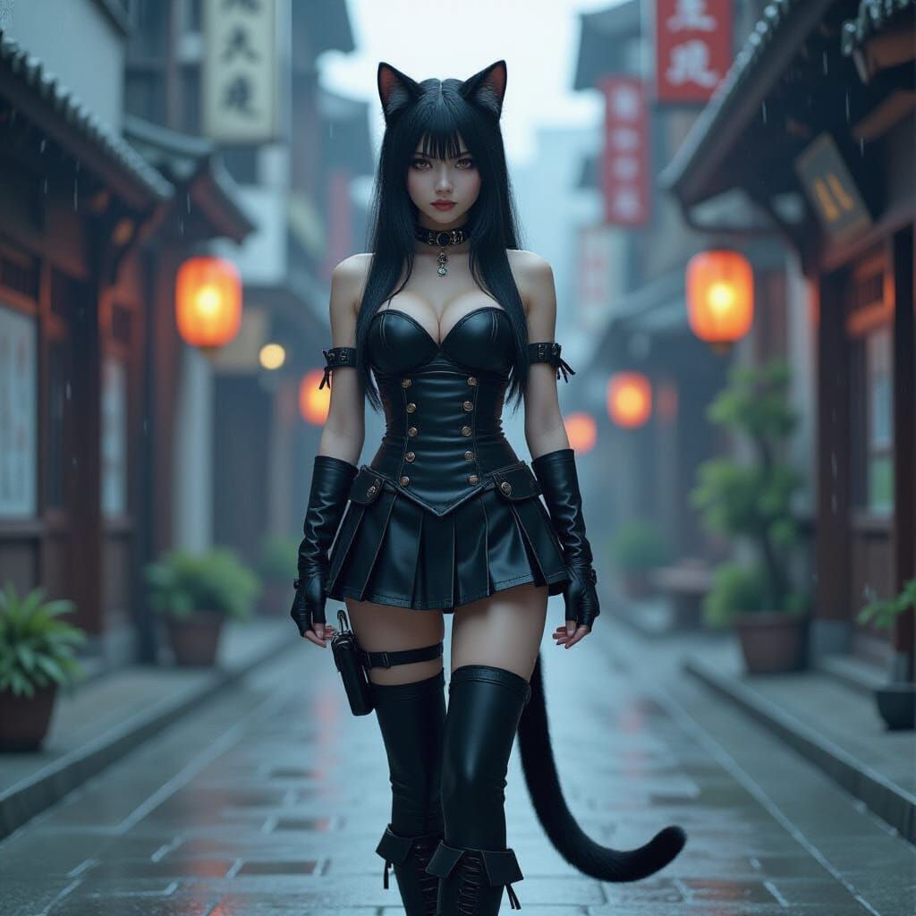 Cinematic Film Still of a 24-Year-Old Catgirl