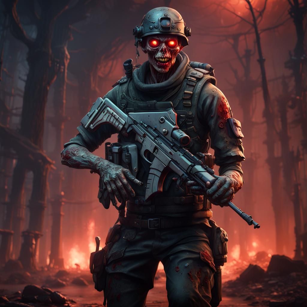 Detailed Zombie Soldier Matte Painting