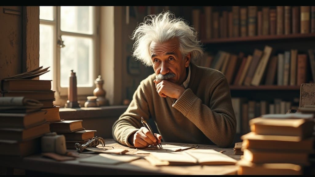 Einstein in Contemplation: A Mastermind at Work in a Cozy St...