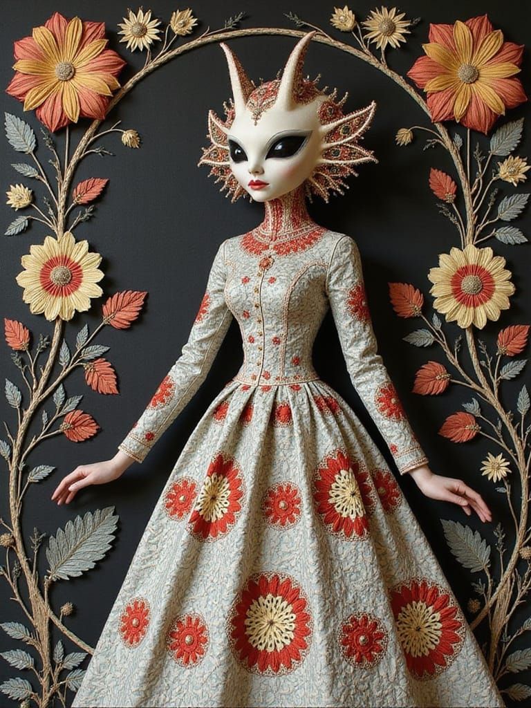 Alien Couture: Tessellated Petrykivka Fashion Collage