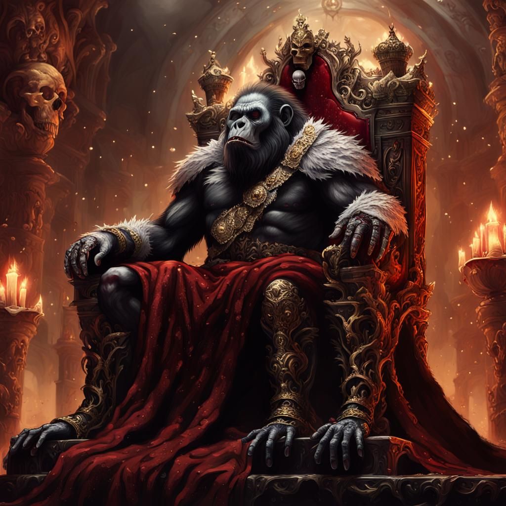 Ape King on Bloody Throne: Fantasy Concept Art