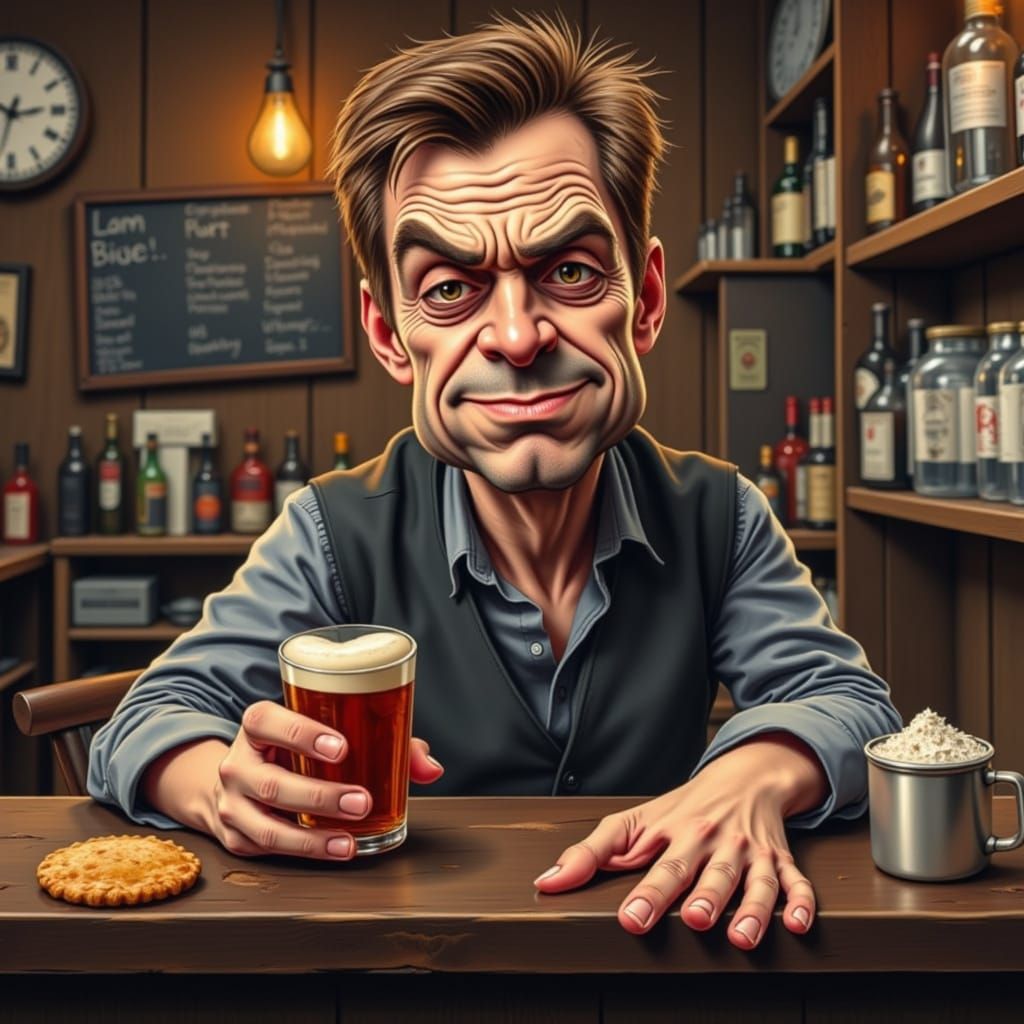 Man with Pie Eyes at Bar