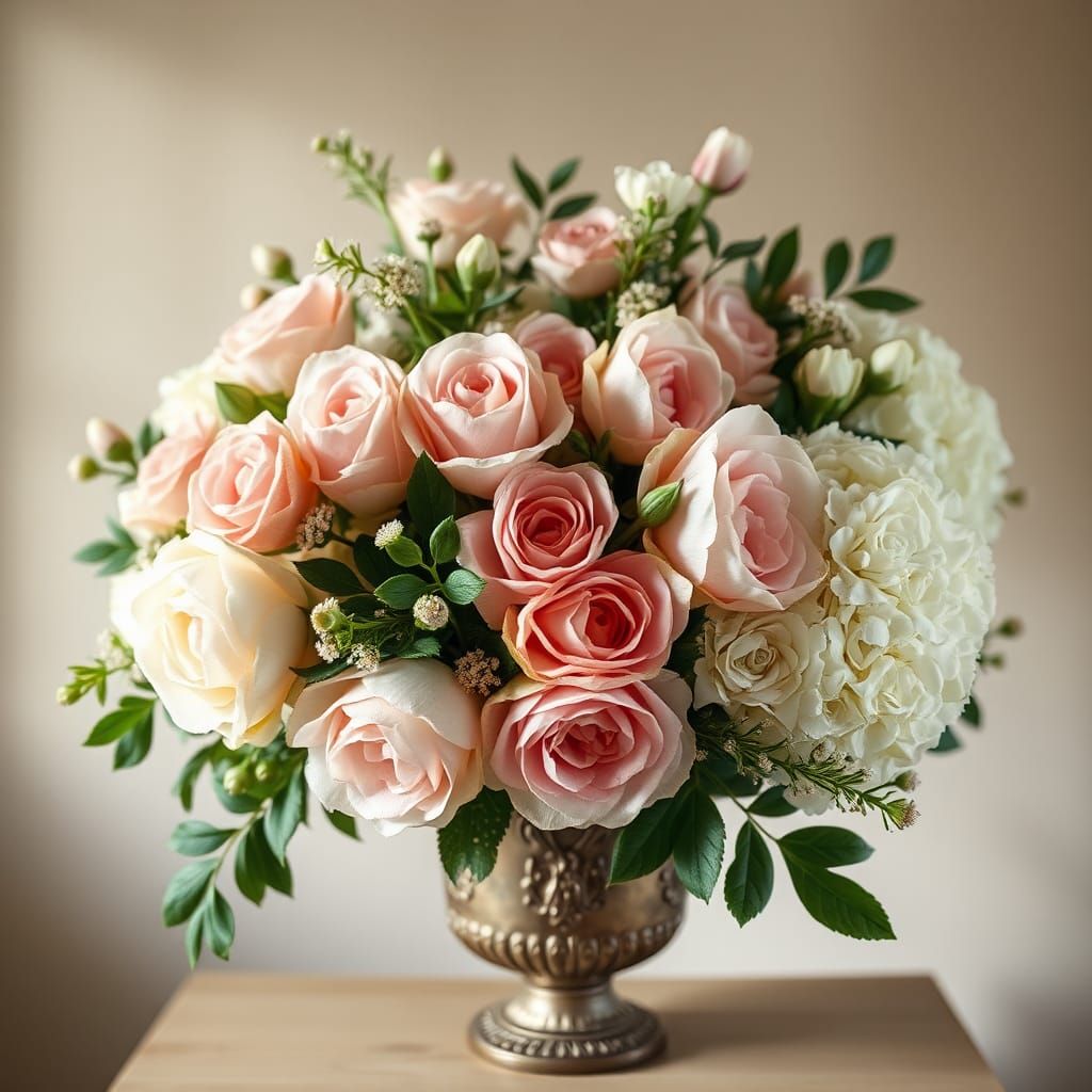 Pastel Floral Arrangement in Antique Style