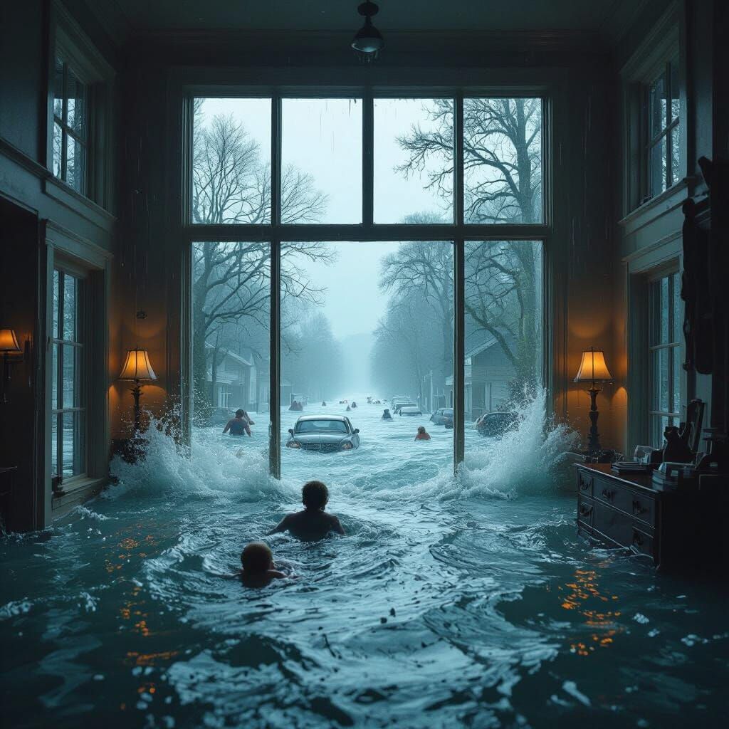 Devastating Ocean Flood From Inside Submerged House