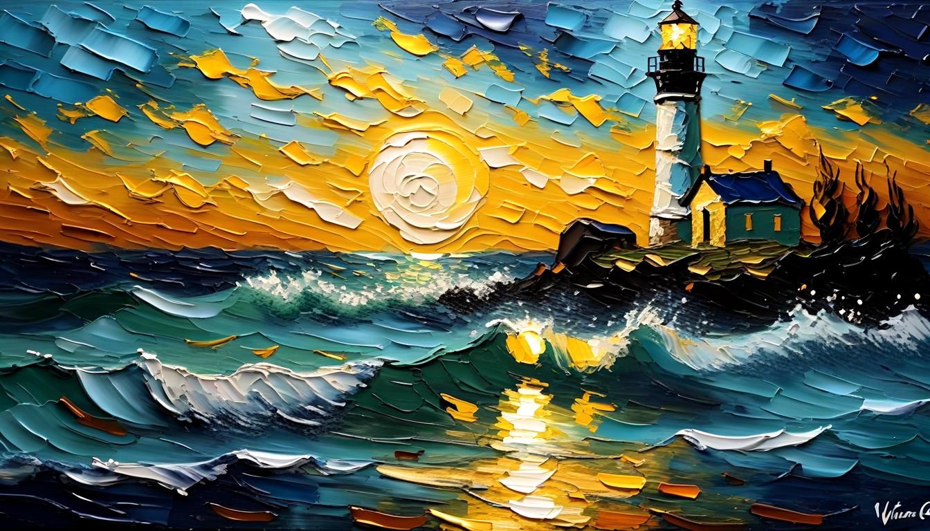 Beacon of Hope: Impasto Oil Painting in Van Gogh Style