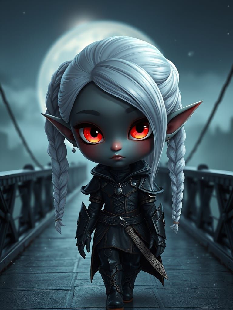 Macabre Dark Elf Assassin in Gothic Dreamscape