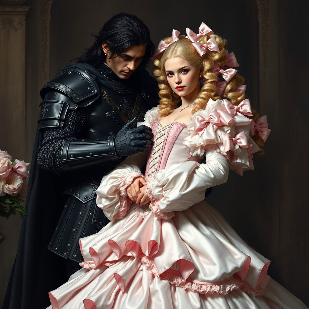 Knight and Princess in Romantic Gothic Style