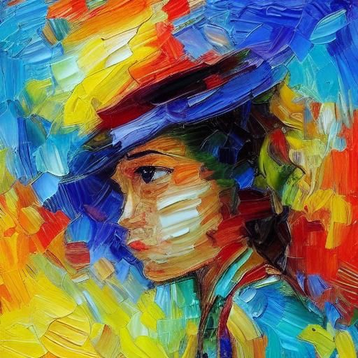 Girl Steps Out of Painting in Expressionist Style