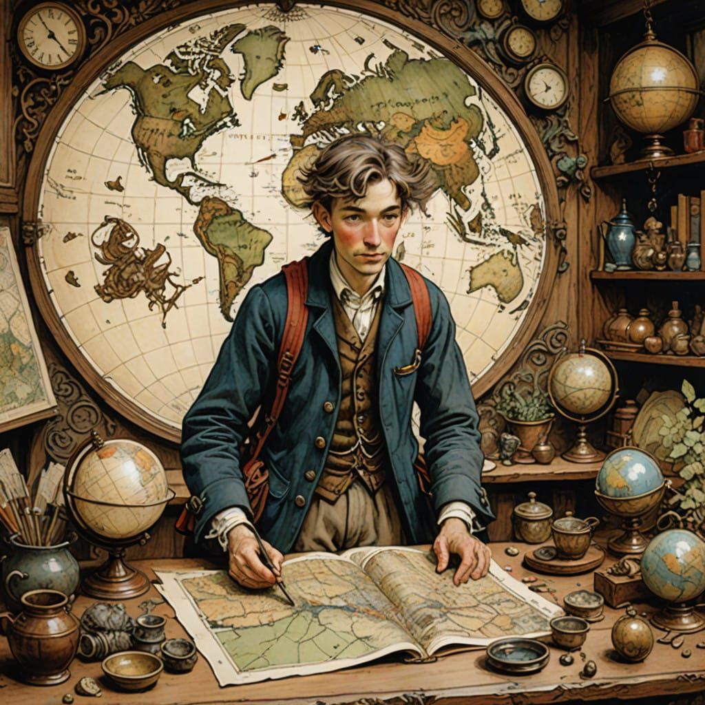 Whimsical Explorer Embarks on Journey