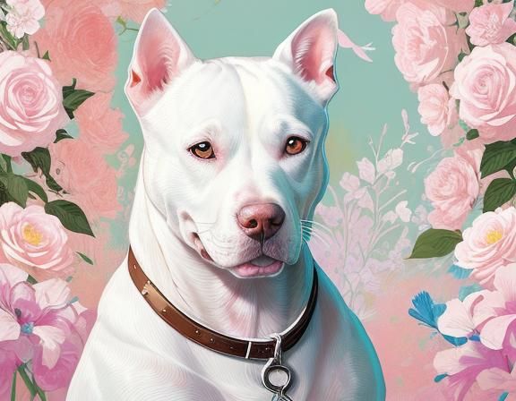 Pitbull Terrier Painting with Brush in Digital Art