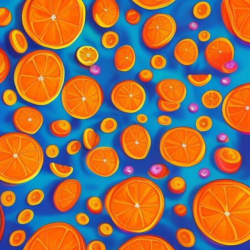 Hyperrealistic Oranges in Splash Art Style