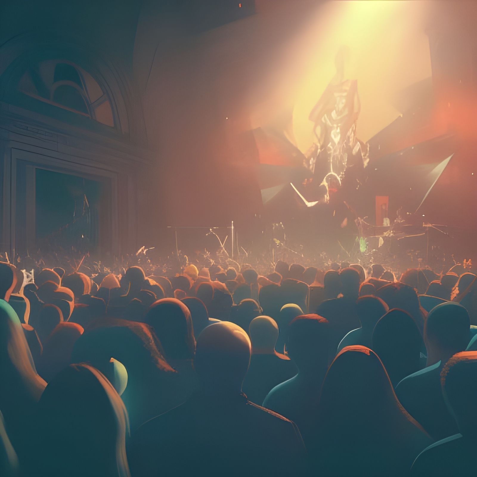 Rock Band Concert Art in Art Nouveau Style