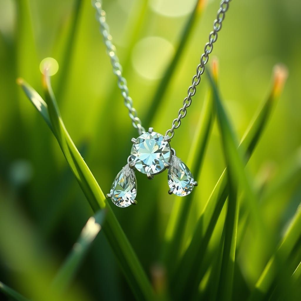 Diamond Necklace Like Raindrops on Grass